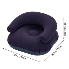 73*73*52cm U-shaped Outdoor Leisure Inflatable Sofas, Portable Inflatable Mattresses for Home Use, with Backrest, Foot Pump Included, Durable and Wear-resistant, Suitable for Home, Camping, Beach and Travel Use Green/Purple