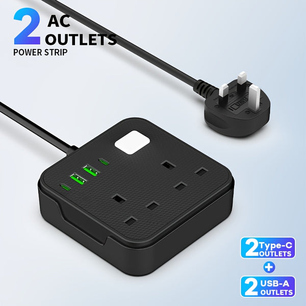 6-in-1 Power Socket Surge Protector, Power Socket/power Board/power Strip, Small Night Light, 3250W, 13A, 1.8M Power Cord, Portable Power Socket, 2 AC Power Sockets, 4 USB Ports, Suitable For Home, Kitchen, Office Or Hotel Use