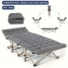 Folding Bed Portable Folding Camping Bed For Adults, Weight Capacity 199.58kg, With Mattress And Side Pocket - Lightweight And Sturdy Frame, Fishing Bed, Suitable For Camping, Home, Office, Travel, Picnic, Family Bed, Compact Design, Large Capacity