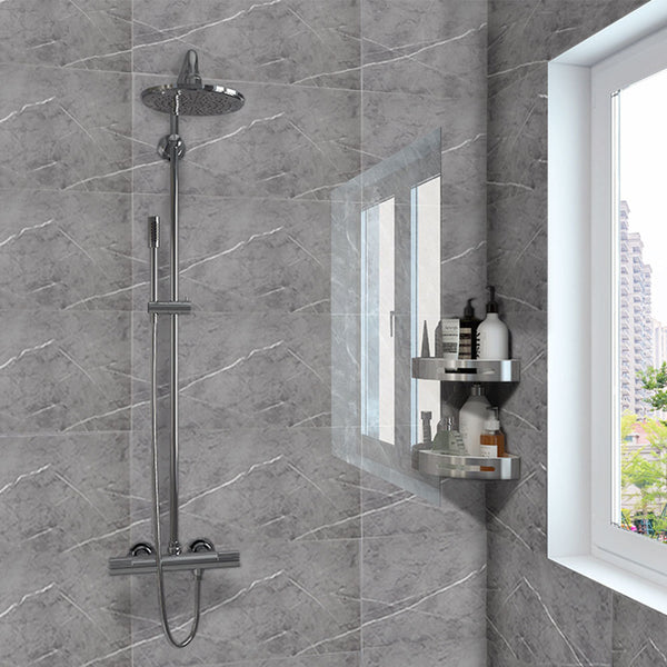 Marble Tile Stickers, Peel and Stick Marble Stick on Tiles 60 x 30cm, 10PCS PVC Self Adhesive Wall Backsplash Tiles for Kitchen Bathroom (Grey Marble)