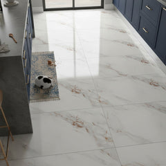 10/20/30/40 Pack Luxury Marble Effect Self-adhesive Floor Tiles 60x30cm, 2mm Thicken Vinyl Flooring Tiles Wall Stickers, Removable PVC Wall Decals, Suitable for Living Room, Bedroom, Kitchen Backsplashes, Bathroom, Office, Background Walls, Easy To Instal