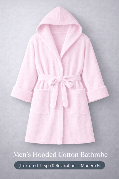 Men'S Hooded Cotton Bathrobe – Ultra Soft Terry Cloth Spa Robe with Adjustable Belt & Deep Pockets – Knee Length Luxury Home & Hotel Dressing Gown
