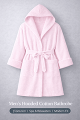 Men'S Hooded Cotton Bathrobe – Ultra Soft Terry Cloth Spa Robe with Adjustable Belt & Deep Pockets – Knee Length Luxury Home & Hotel Dressing Gown