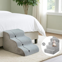 56X40X35CM Dog steps 3-Steps High Density Foam Dog Stairs Dog Steps for Bed with Detachable Cover Non Slip Bottom Steps for Dogs to Get on the Bed for Small Senior Injured Pets for Sofa C