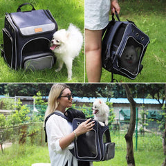 Morpilot® Cat Carrier Backpack, Foldable Pet Backpack Carrier for Cats and Small Dogs, Breathable Dog Carrier Backpack with Inner Safety Leash + Folding Dog Bowl Ideal for Hiking Traveling Outdoor Use