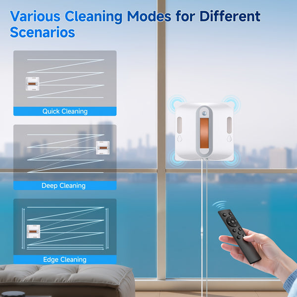 Lubluelu Auto Window Cleaning Robot | Upgraded 4 Water Spray & 8-Layer Safety Protection System, 7500KPa Suction Power, Anti-Falling and Edge Detection Sensors, Remote Control, Rechargeable Battery, For High-Rise Windows, Tiles and Glass