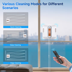 2025 Intelligent Electronic Window Cleaning Robot, Featuring 7.5Kpa Strong Suction, Smart Route Planning, an 8-Layer Safety Protection System, Edge Cleaning Capabilities, Washable Rags, Double-Sided Nozzles, And Water Volume Display