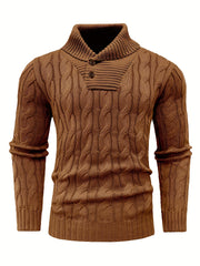 Men's Mature Business Sweater - New Autumn/Winter Lapel Ribbed Knitwear, Fashionable Solid Color Pullover, Suitable for Layering and Wearing Over Clothes