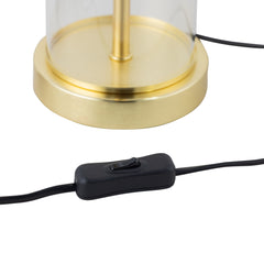 Aura - Satin Brass Table Lamp with Black Pleated Velvet Shade
