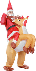 Santa Funny Adult Inflatable Costume Party Costume Santa Ride on Elk Reindeer Suit Xmas Carnival Halloween Party Costume Prop for Adult