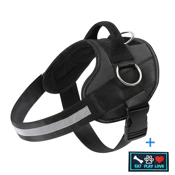 Adjustable Dog Harness for Small & Large Dogs - Reflective Nylon Vest with Striped Design, D-Ring Leash Attachment, and 