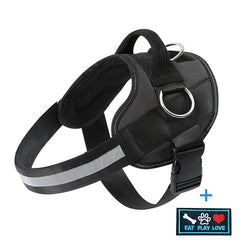 Adjustable Dog Harness for Small & Large Dogs - Reflective Nylon Vest with Striped Design, D-Ring Leash Attachment, and 