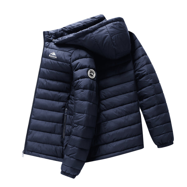 Men's winter Windproof warm Jacket hooded and detachable casual jacket, Men's Fashionable Quilted, Machine Washable - Heavy-Duty Cold Weather Coat, Men's Winter Outdoor Activities Slightly High Quality Jacket High Quality Business Black Jacket.