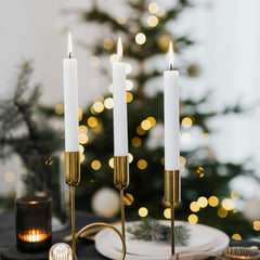 50-Pack Long Taper Candles - Unscented Ivory Tapers for Wedding, Church, Banquet - Real Wax Burning Candles Suitable for Chandeliers, Dinner Candles, Romantic Decor ( Use)