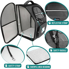 Petami Dog Backpack Carrier for Small Large Cat, Pet, Puppies, Ventilated Pet Hiking Backpack Travel Bag, Airline Approved Cat Backpack Carrier, Safety Back Support, Camping Biking Dog Bag, Charcoal