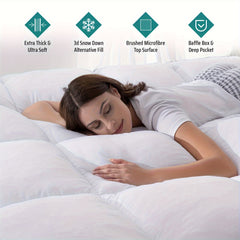 Hotel Quality 10cm Extra Thick Mattress Topper With Deep Fitted Elastic Corners Luxury Mattress Topper For All Seasons And for all Sizes Available Single, Small Double, Double, King, And Super King