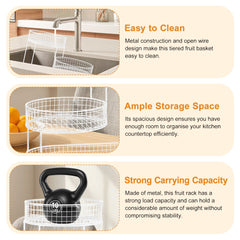 3-Layer Desktop Storage Rack - Iron Fruit Basket & Vegetable Organizer for Kitchen Dining Table, Space Saving Metal Storage Rack