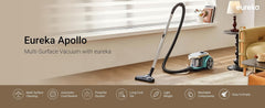 Midea Eureka Apollo Bagless Canister Vacuum Cleaner, Lightweight Cylinder Vacuum Cleaner with Single Cyclone System, 800W Efficient Motor, 2.2L Dust Container - Perfect for Maintaining Clean Carpets and Hard Floors in Condos and Homes, Pet Hair Cleanup, G