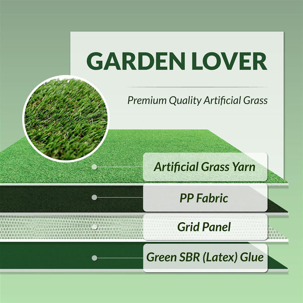 WALPLUS 4mx1m Roll 20mm Pile Height Carpet Artificial Grass Astro Garden Lawn High Density Durability Realistic Looking Pets Friendly Fake Turf Mat Floor for Patio Balcony Outdoor Indoor Self-Draining