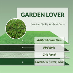 WALPLUS 4mx1m Roll 20mm Pile Height Carpet Artificial Grass Astro Garden Lawn High Density Durability Realistic Looking Pets Friendly Fake Turf Mat Floor for Patio Balcony Outdoor Indoor Self-Draining