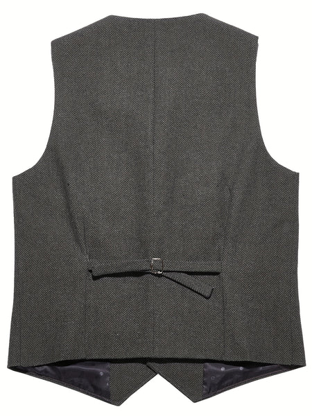 Men'S Vest Retro Fashion Groom Wedding Party Vest Men'S Herringbone Casual Business Waistcoat