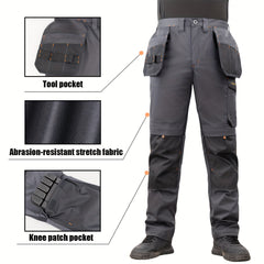 Men's Elastic Cargo Pants with Multiple Pockets, All-Season Style, 1pc