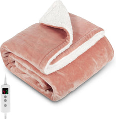 PROALLER Heated Blanket Electric Throw 160X130Cm, 10 Levels &1-9H Timer Auto-Off, Machine Washable, Soft Flannel Sherpa Full Body Warming, Sofa Bed Office Use, Heating Blanket -