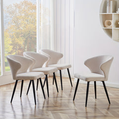 Set of 2 or 4 Corduroy Upholstered Dining Chairs - Modern Padded Seats with Black Metal Legs, Scandinavian Rustic Chairs Suitable for Kitchen, Restaurant, Cafe - - Fabric &