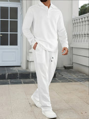 Men's 2pcs Set: Long-Sleeve Shirt and Drawstring Pants - Clean, Comfortable, Breathable