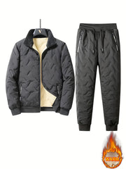 Two-Piece Men'S Casual Suit, Fleece-Lined And Thickened Men'S Jacket And Pants, Heavy And Thick Men'S Top And Bottom, Winter Sports Casual Zipper Cardigan Jacket, Fleece-Lined Warm Jacket, Lamb Fleece Lining, Couple'S Same Style for Men And Women