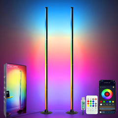 Smart LED Floor Lamp RGBICB Mood Ambient Light Modern Minimalist Backlight with Dual Control via App/Remote | Home Office Decorative Bedside Lamp for Gaming Room, Study, Holiday Birthday Gift, Halloween Christmas Decoration