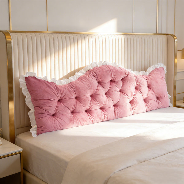 Large Ultra-Soft Comfortable Plush Backrest Pillow, Princess Style Reading Cushion, Neck and Back Support, Luxurious Fashionable Home Style Multifunctional Lace Ruffled Headboard Cushions, Suitable for Bedroom, Living Room, Dorm, Sofa Home Decor, Machine