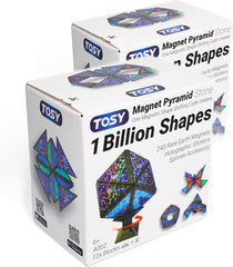 TOSY Magnet Pyramid Stone - 1 Cube Transforms into 1 Billion Shapes, 12 Pieces, 243 Magnets, Christmas Stocking Stuffers Gift for Kids, Holographic Design, Creative Puzzle STEM Toy