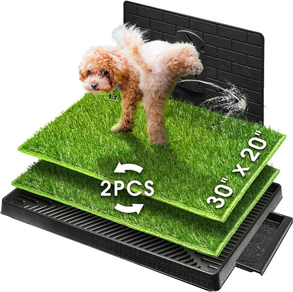 Hompet Dog Toilet Indoor Puppy Training Pad, Dog Potty Pet Training Grass Mat, Removable Waste Tray for Easier Clean Up, Non-Toxic Artificial Turf, (76×51 Cm)