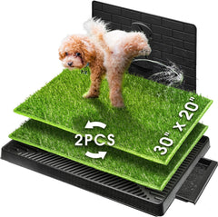 Hompet Dog Toilet Indoor Puppy Training Pad, Dog Potty Pet Training Grass Mat, Removable Waste Tray for Easier Clean Up, Non-Toxic Artificial Turf, (76×51 Cm)