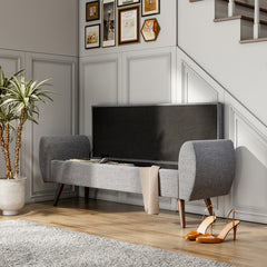 1pc Upholstered Bench Chiar With Storage Box, Padded Bench With Storage Space, Window Seat Bench, End of Bed Bench, Shoe Bench, Footstool With Wooden Legs For Hallway, Living Room, Bedroom, 153*46*54cm
