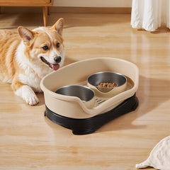 Raised Dog Bowls for Cats and Dogs, Elevated Dog Cat Food and Water Bowls Stands Feeder Dishes with 2 Stainless Steel Bowls, 2 Colours Available