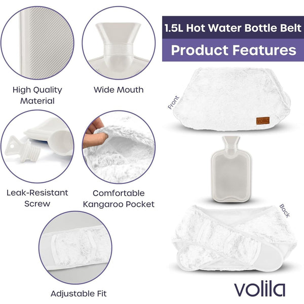 Wearable Hot Water Bottle Belt 1.5L – Wrap Around Hot Water Bottle for Period Pain Relief, Back Pain & Cramps – Adjustable & Washable