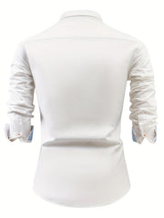 Linen Men'S Casual Shirt Long Sleeve Linen Solid Color Breathable Fashion Men'S Top Blouse Retro Open Front with Pockets