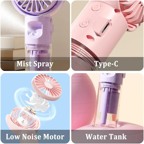SJMR Portable Rechargeable Handheld Fan – 5-Speed Foldable Mini Fan. USB Powered for Home, Office, Travel, and Outdoor Use