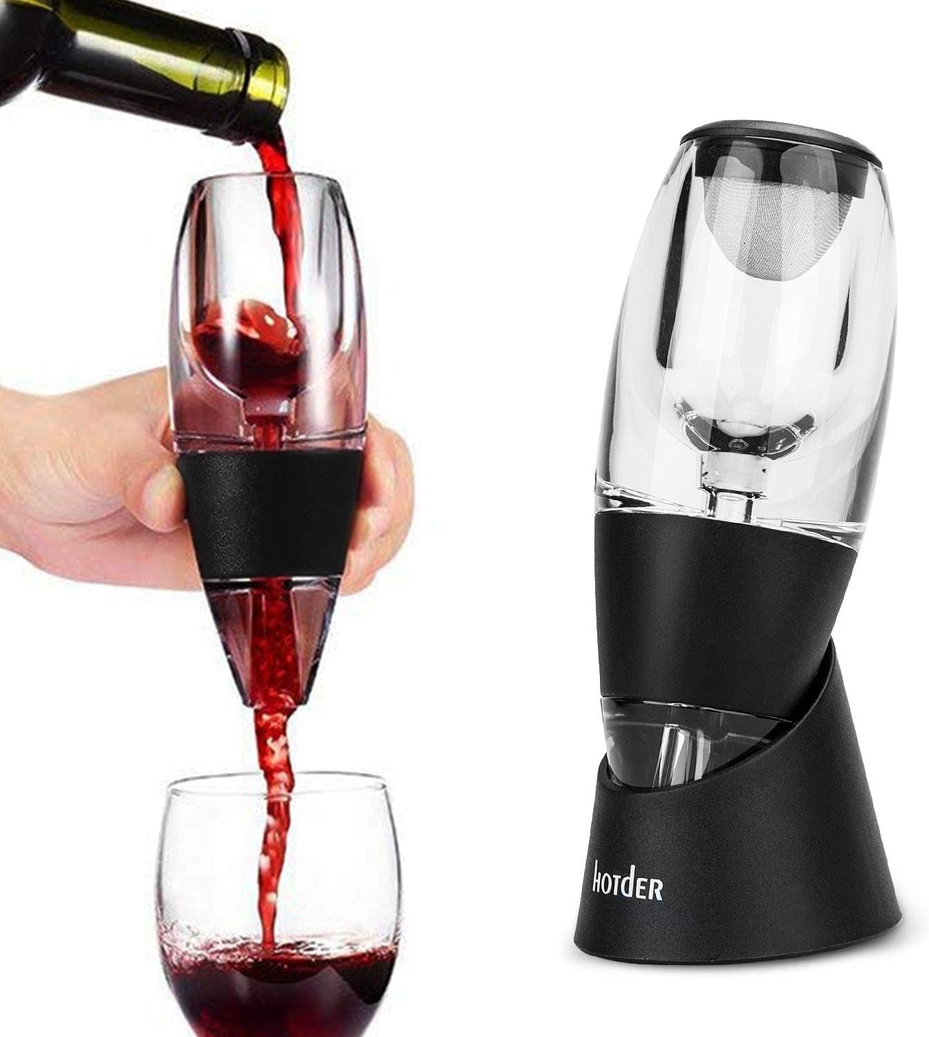 Hotder Wine Aerator, Acrylic Red Wine Decanter Pourer with Base Gift Set for Christmas New Year Party Wine Lover