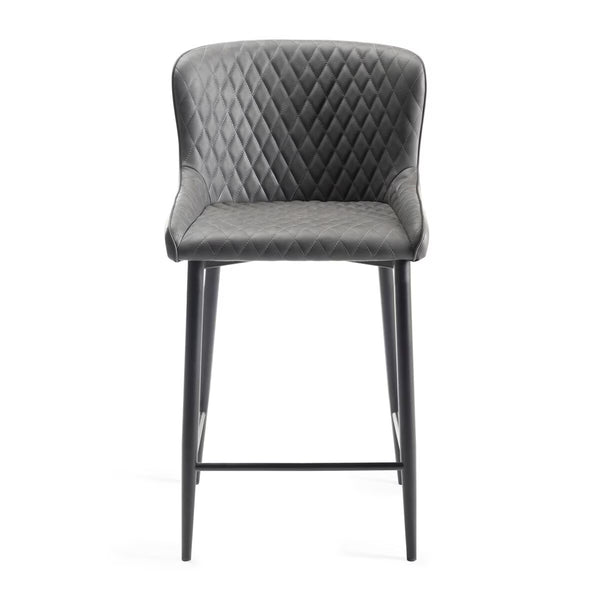 Finch Grey Faux Leather Diamond Stitch Bar Stool, 2 Pack