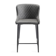 Finch Grey Faux Leather Diamond Stitch Bar Stool, 2 Pack