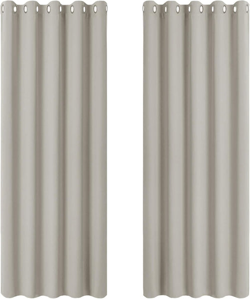 PONY DANCE Grey Blackout Thermal Insulated Curtains for Bedroom, 46 X 54 Inch Short Eyelet Curtains & Drapes, Soft Black Out 2 Panels for Window Living Room/Kitchen