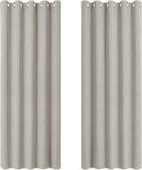PONY DANCE Grey Blackout Thermal Insulated Curtains for Bedroom, 46 X 54 Inch Short Eyelet Curtains & Drapes, Soft Black Out 2 Panels for Window Living Room/Kitchen