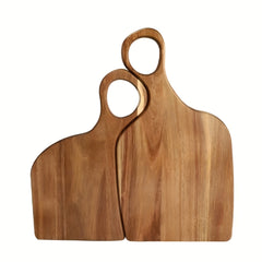 Couple's Wooden Cutting Board Set of 2, Creative Dual-Handled Chopping Boards for Kitchen Use. Features a Convenient Hanging Loop for Easy Storage. Natural Wood Grain Design Adds Aesthetic Appeal. Serves as Both a Practical Kitchen Tool and