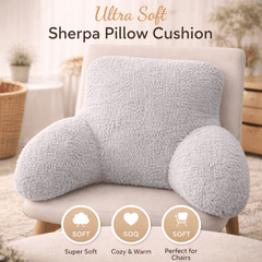 Teddy Fleece Reading Pillow with Arms Soft Backrest Support Cushion 65x40cm for Bed and Sofa in 4 Colours