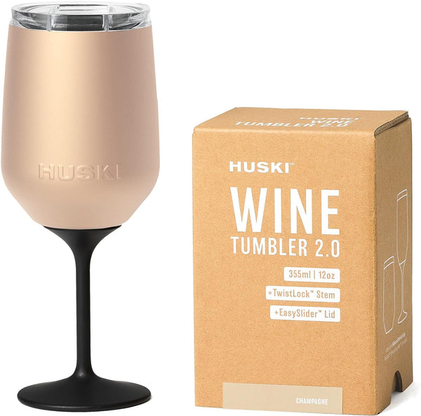 Huski Wine Tumbler 2.0 | New | Award-Winning Design with Detachable Stem | Premium Stainless Steel Wine Glass with Lid | Triple Insulated Tumbler | 355Ml Capacity | Great Gift (Powder Pink)