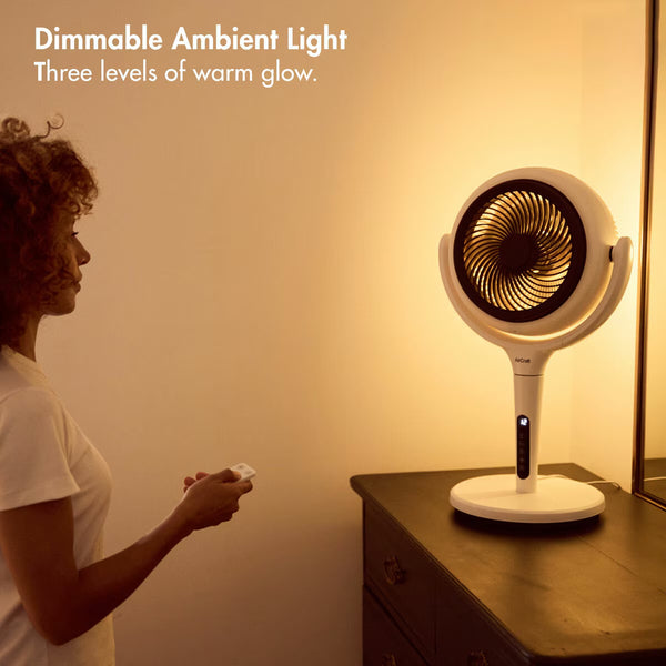 Aircraft LUME MIDI Ultra Quiet Air Circulator Table Fan with Remote & Dimmable Backlight in Stone White