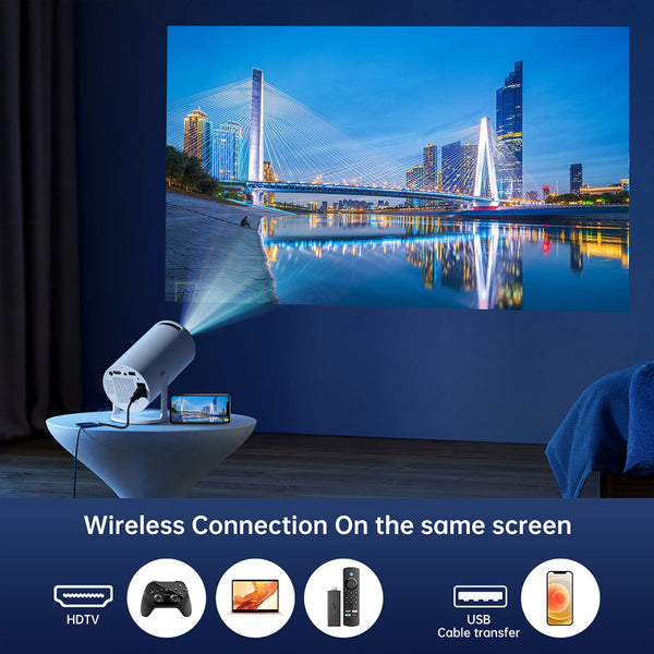 HD Wireless Portable Projector Mini Home Native resolution 1280x720 HD 720p Theater Projectors 180 Degree Rotation With Dual Wifi Built-in Android 11.0 OS